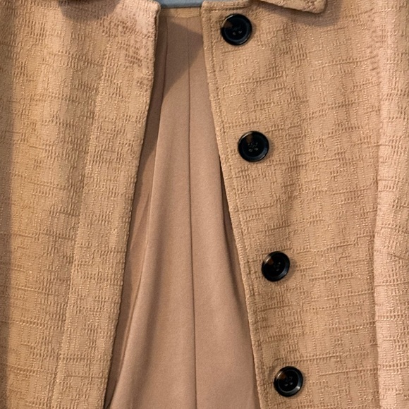 Chico's Women's Textured Brown Trench Coat with Brown Buttons - Picture 2 of 7